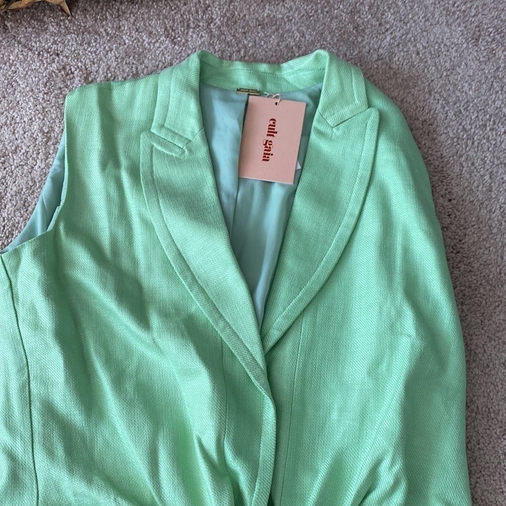 Cult Gaia- NWT Zest Green Sleeveless Marion Blazer with Long Front Tie - Picture 9 of 9